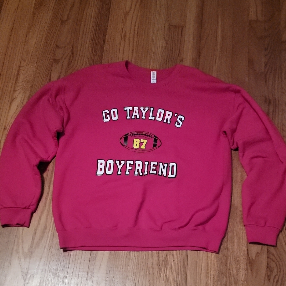 Red "Go Taylor's Boyfriend" Crewneck Sweatshirt